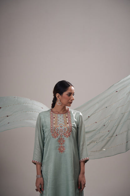 Safarnama Seagreen Kurta Sharara Set